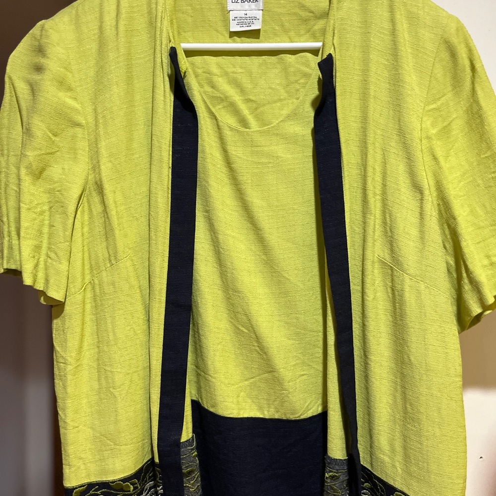 Liz Baker Yellow and Black Boxy Blouse